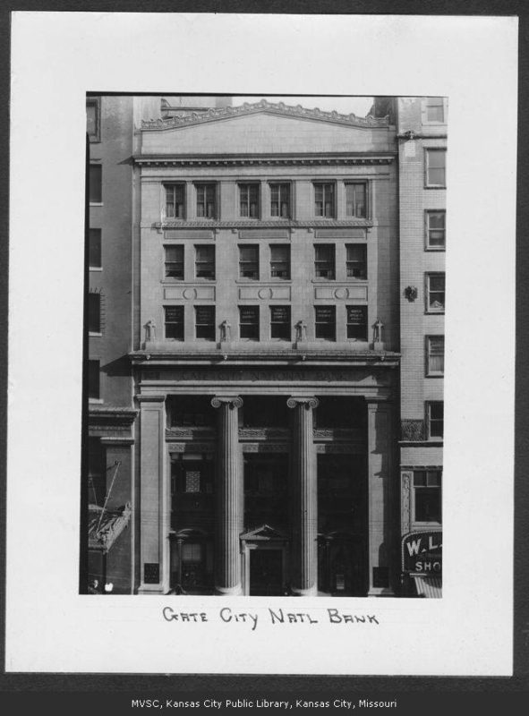 Gate City National Bank, ca. 1928. 1111 Grand. Missouri Valley Special Collections, Kansas City Public Library, Kansas City, Missouri.
