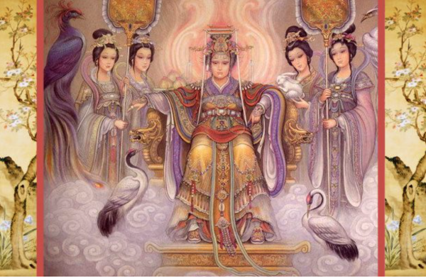 Xi Wangmu, literally "Queen Mother of the West" depicted with her trust blue bird